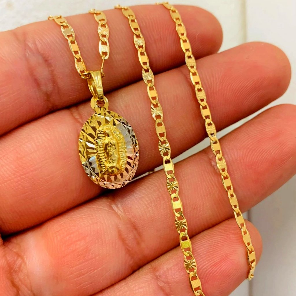 Cadena De Guadalupe Oro Regalos Para Mujeres Neckleca Pendant Guadalupe 14k 27$